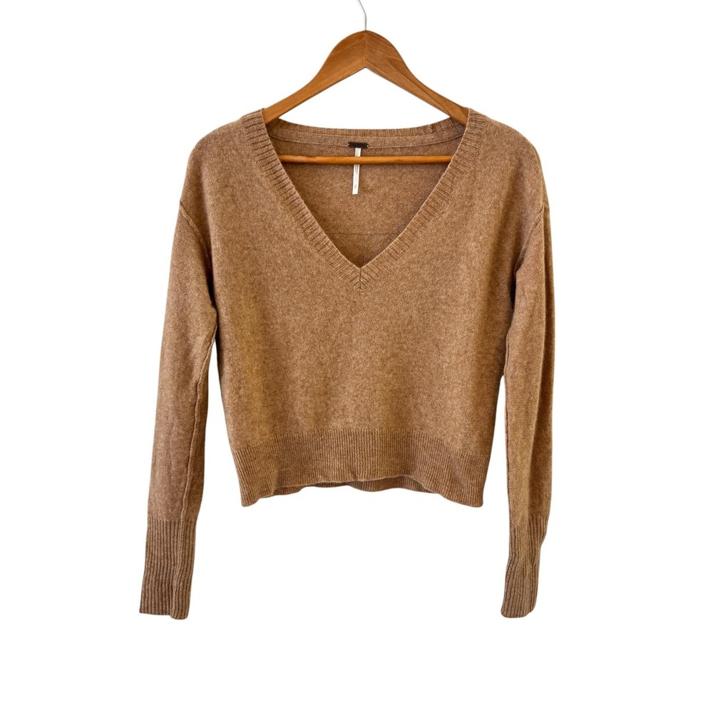 Free‎ People Stellar Cashmere Sweater Womens S Beige Cropped Paris Quiet Luxury